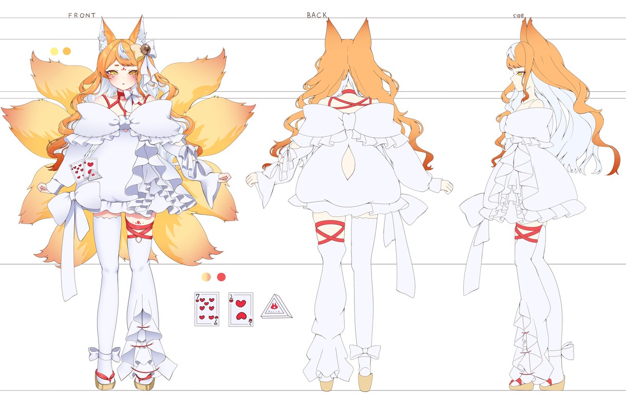 三面図，立ち絵，キュービジュアルのご依頼を承ります 新しい自分だげのキャラクターを一緒に作成していきましょう！ イメージ2