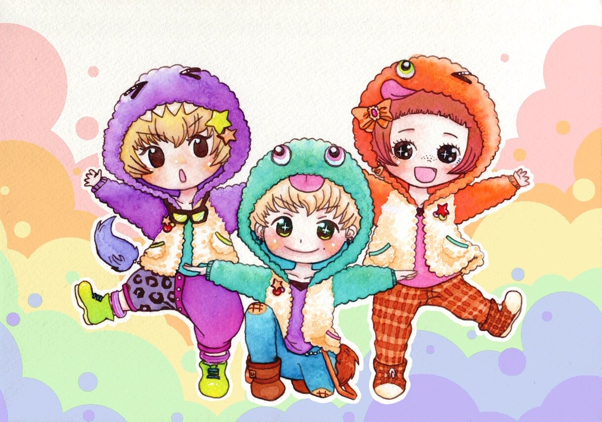 ちびキャラ・耽美的なアナログイラストを制作します SNSアイコン可。使用用途に合わせて制作します。 イメージ1