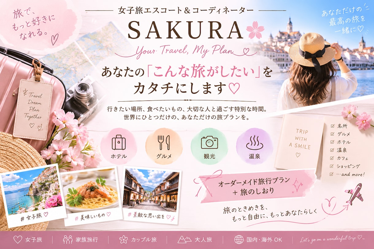 あなたに合う旅行プランを作ります ホテル・グルメまで丸ごとお任せ♡ イメージ1