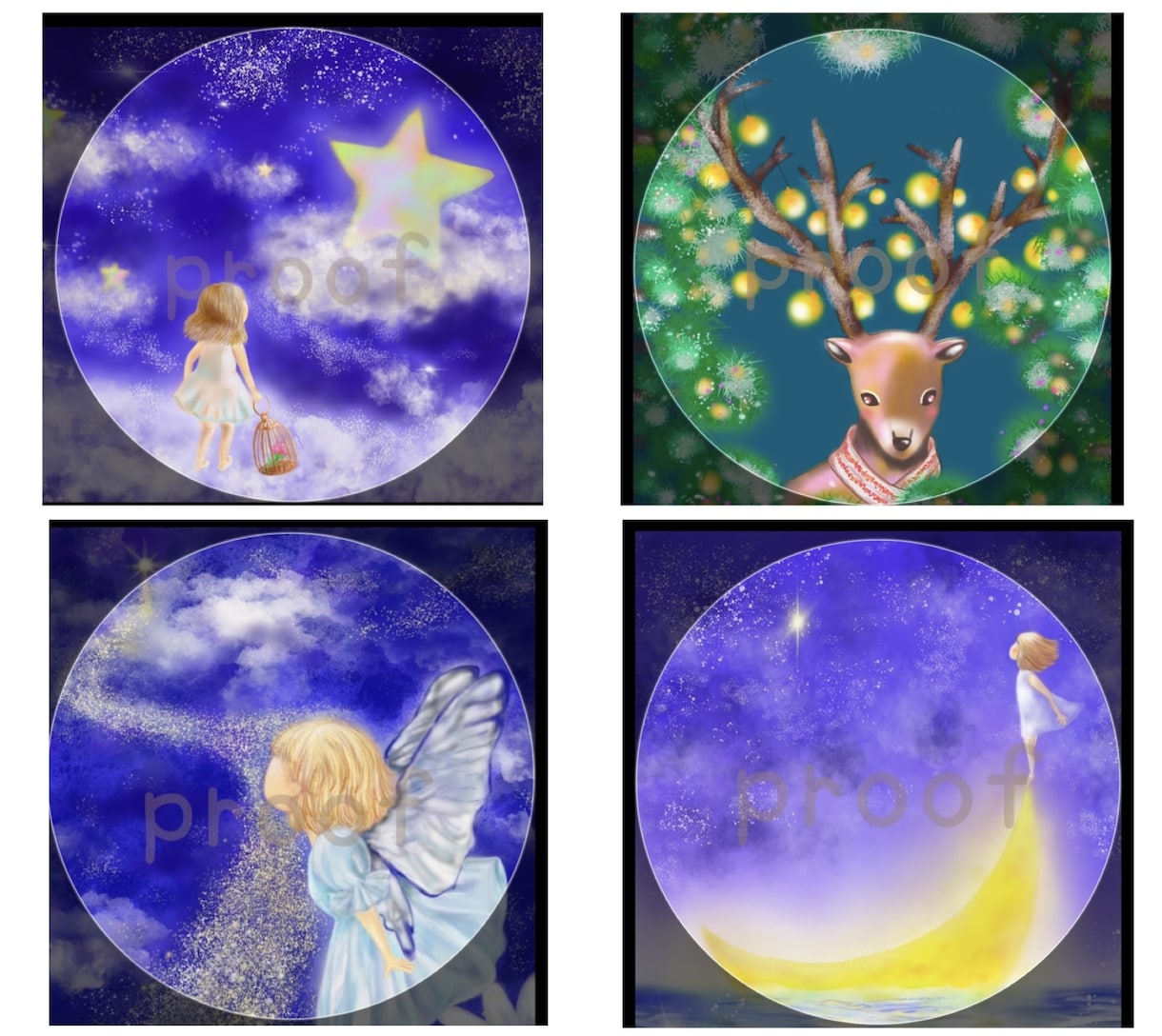 夜空・月・星シリーズの絵本のようなイラスト描きます 〜夜空の”きらめき”をイラストでお届け〜 イメージ3