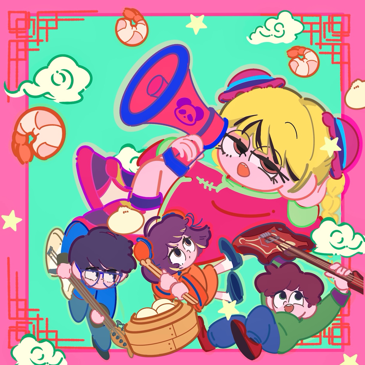 カートゥーン風手描きイラスト A4サイズ『波』 カートゥーン風！レトロポップなイラストお描きします レトロとポップ