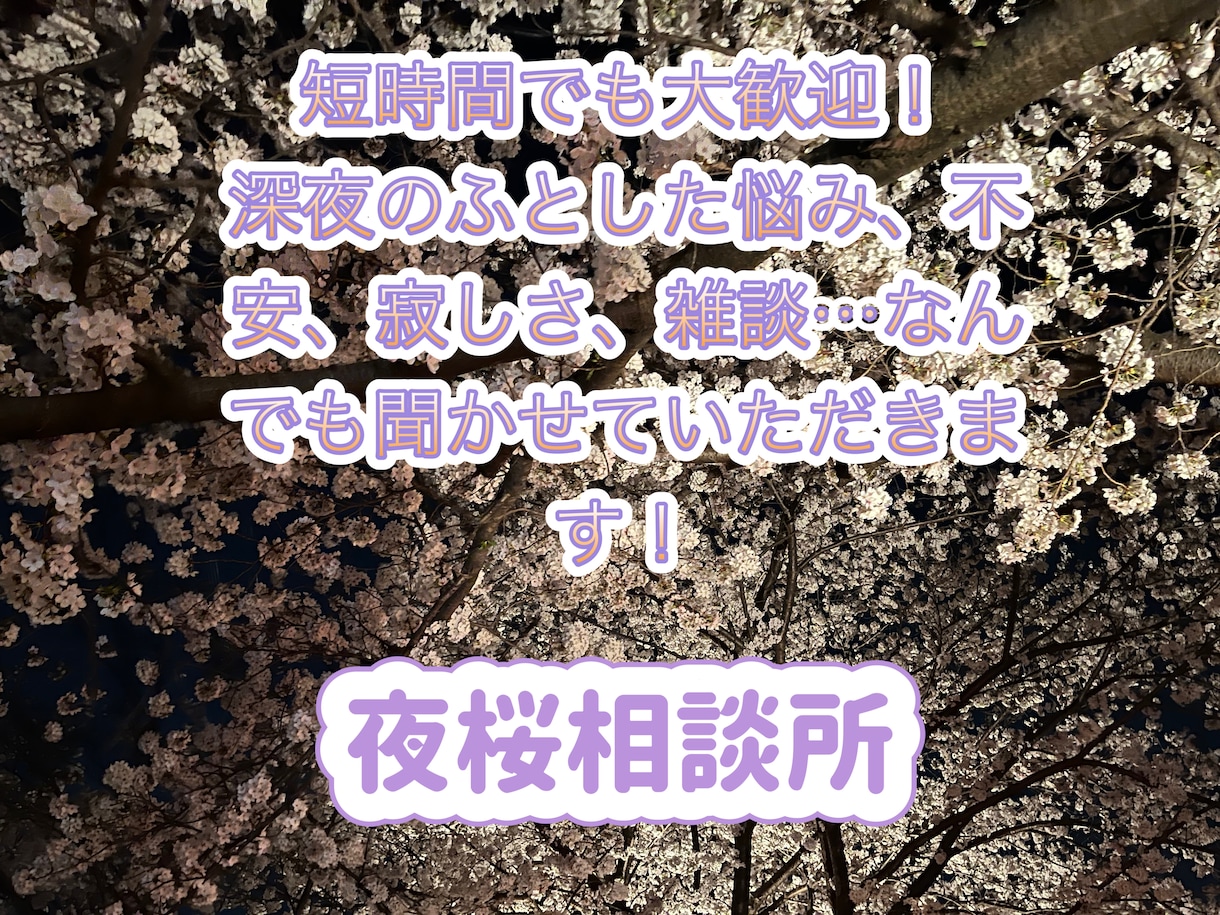 秘密厳守！悩み、寂しさ、雑談等、お聞き致します ⭐︎誰かに頼りにくい深夜…1人で抱えず、お話しませんか？⭐︎ イメージ1