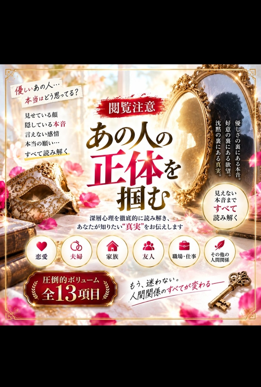 本音を丸裸★小さな違和感まで徹底的にみます 何を隠してるの？あなたの気持ちがわからない。本音を暴く イメージ1