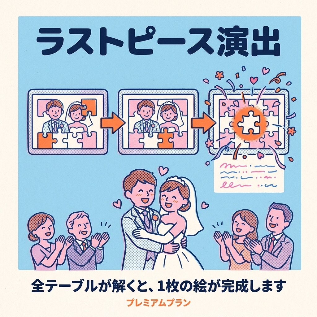 スクリーンと連動する結婚式の謎解きを作ります 各テーブルの進み具合をスクリーンに映せます｜披露宴・二次会 イメージ4