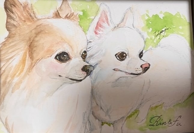水墨画】愛犬の似顔絵承ります✏️ 水墨画】愛犬の似顔絵承ります