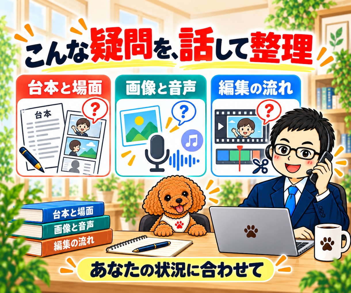 AI動画制作・漫画動画の作り方を電話相談できます Codex・Claude Code活用|台本・画像・音声 イメージ2