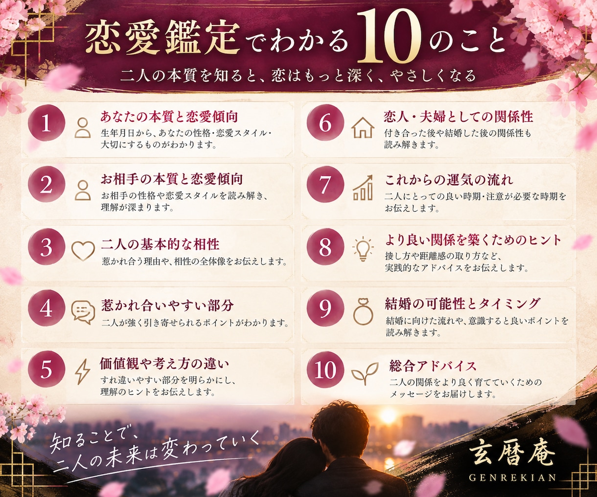 算命学で恋愛・結婚・相性を詳しく鑑定します 二人の本質と相性、これからの関係を読み解きます イメージ2
