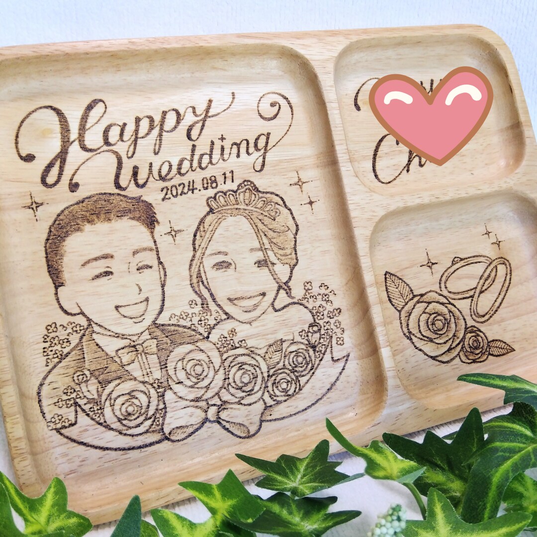 電熱ペンで結婚祝いの似顔絵プレート作ります ウッドバーニングで二人の似顔絵プレートでお祝いを！ イメージ3