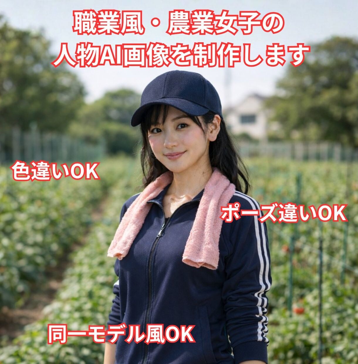 職業系の同一人物風AI画像作りますます 職業別・色違い・ポーズ違い対応 イメージ1