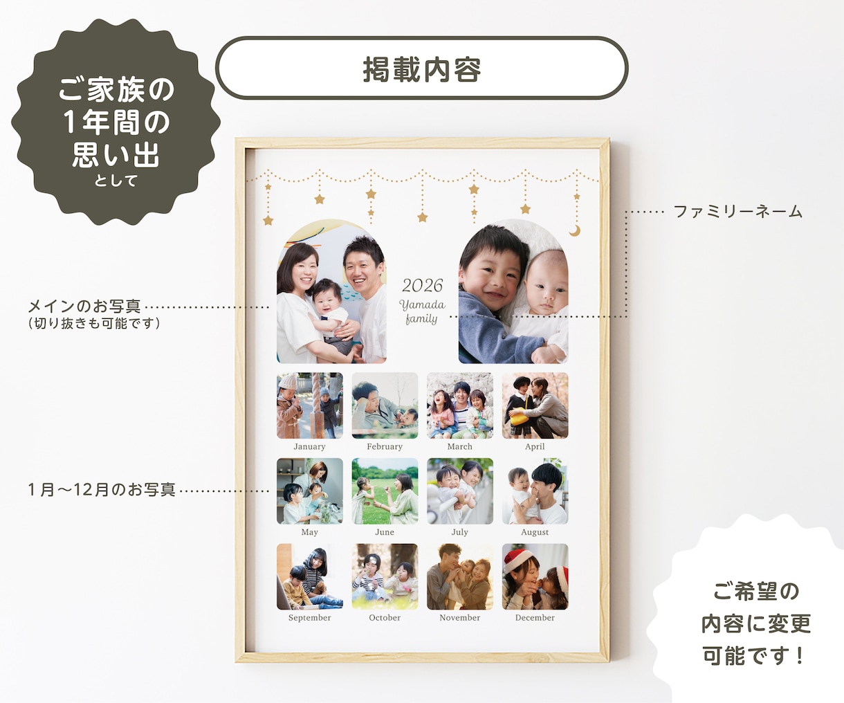1年間の思い出を1枚に。記念フォトポスター作ります 印刷対応◎（A4）／記念品やプレゼントにもおすすめ♪ イメージ3