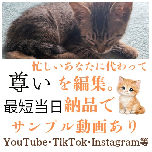 最短当日納品で編集します 尊いを形に。愛猫・愛犬のショート動画を編集致します。 イメージ1