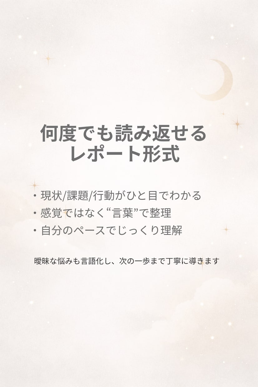 もやもやを言語化し現状と行動をタロットで導きます 現状・課題・行動の流れを整理し、次の一歩が分かるリーディング イメージ4