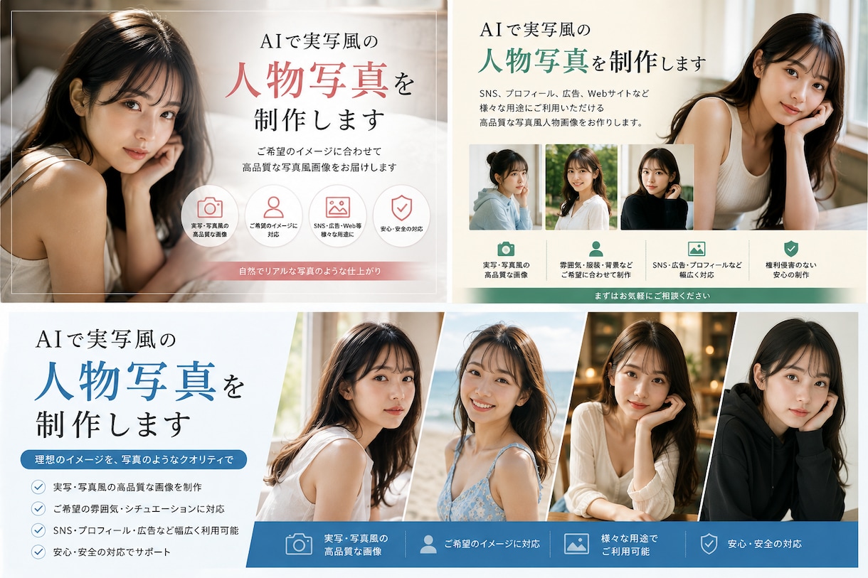 AIで実写風の人物写真を制作します 理想の雰囲気・服装・構図で高品質に仕上げます イメージ1