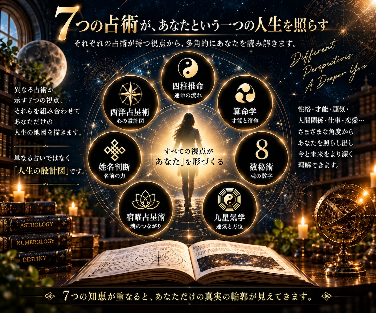 7つの占術であなたの本質を徹底解析します 7占術の「一致と違い」を1冊の人生解析書に イメージ2
