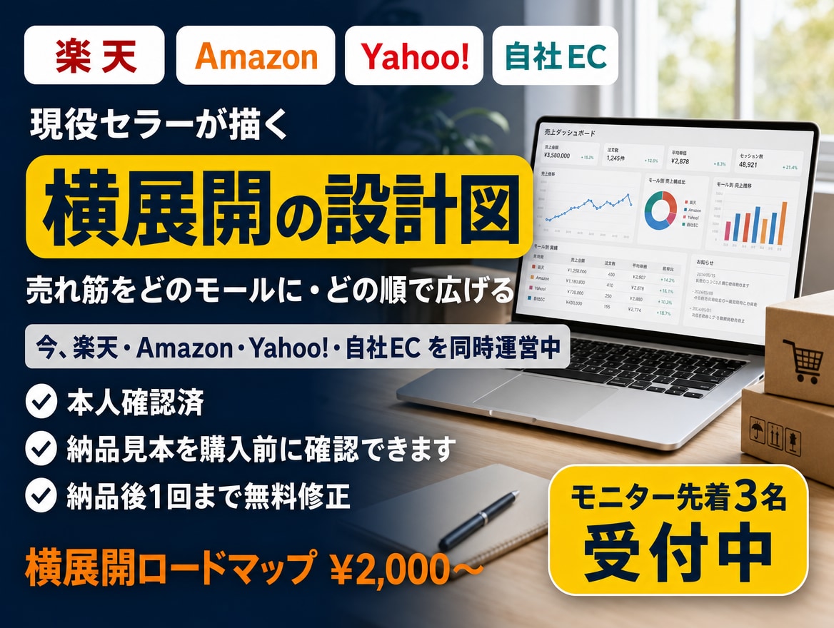 現役の多モール運営セラーが横展開を設計します 売れ筋を『どのモールに・どの順で』広げる設計図 イメージ1