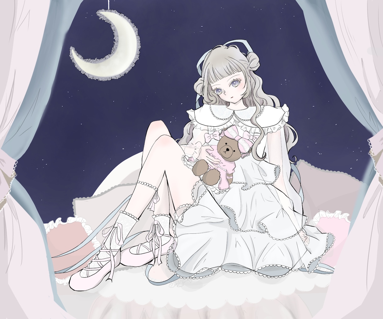 ふんわり可愛い夢絵・一枚絵お描きしますます サムネ/生誕祭/夢絵など様々な用途に対応致します！ イメージ1