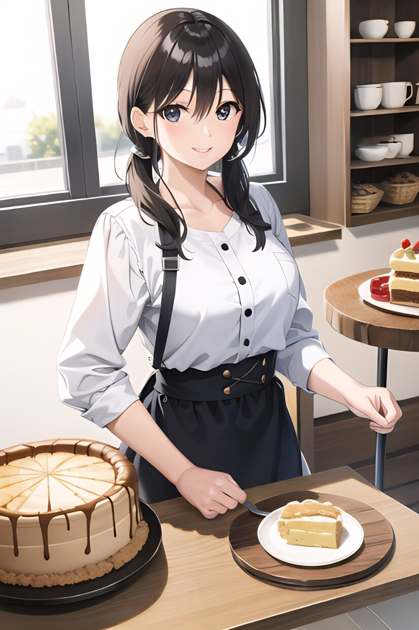 スイーツ作り大好きな女性のイラストを販売致します 甘い匂いとスイーツが大好きな女性です イメージ1
