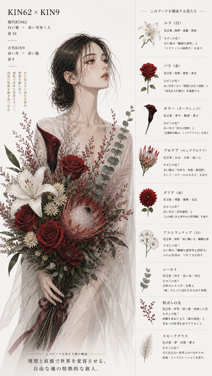 あなたの魅力を花束にしたブーケ鑑定書を作成します 見るたびに、自分が好きになる1枚 イメージ2