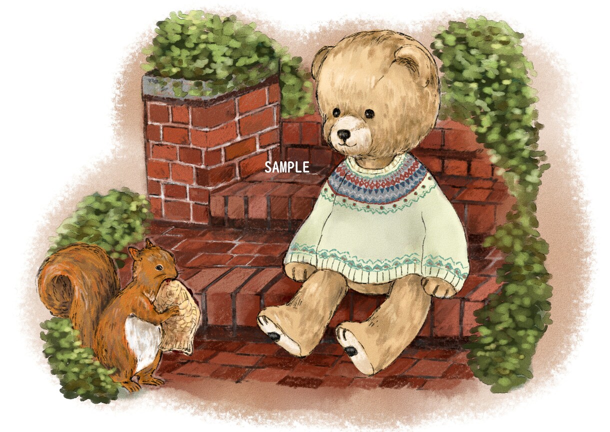 テディベアや動物を絵本のようなタッチで描きます 絵本やポスター・思い出の洋服などを暖もりタッチで描きます イメージ7