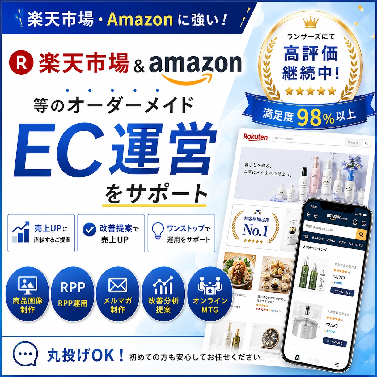 楽天の外部EC担当者として運営支援します EC歴14年｜分析提案・デザイン・広告・運営までまとめて対応 イメージ1