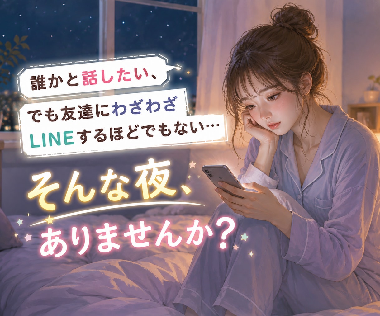 人恋しい夜に。あなたの話し相手になります 雑談/恋愛相談/愚痴聞き/人間関係の悩み/1分でもOK イメージ2
