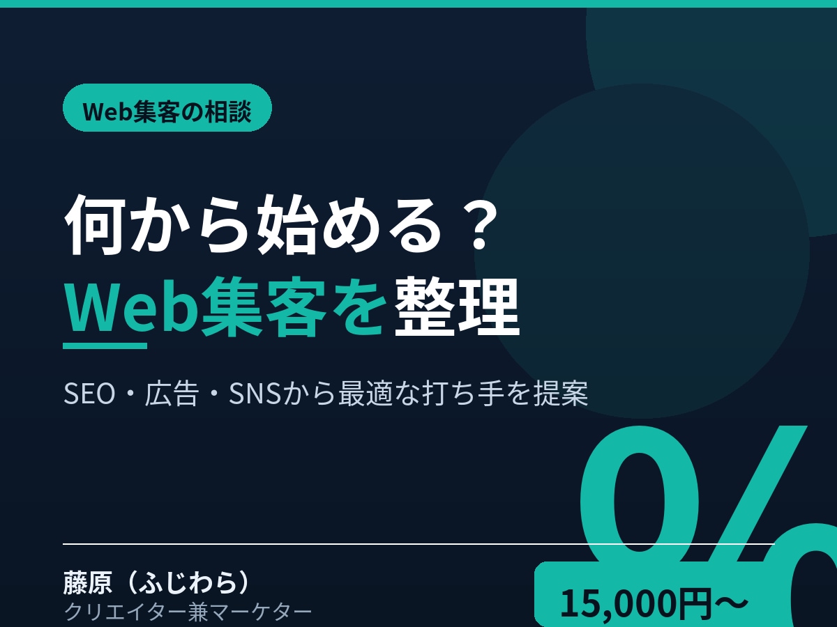 Web集客の相談｜打ち手を整理します 何から手を付ける？現状分析から施策の優先順位まで整理します イメージ1