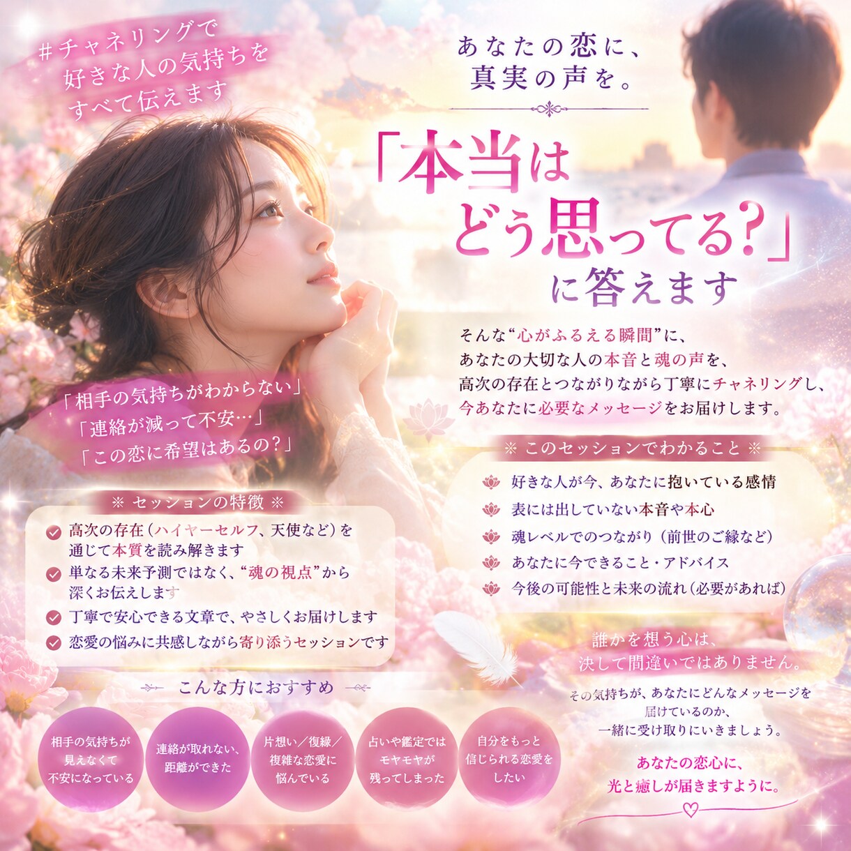 チャネリングで好きな人の気持ちをすべて伝えます あなたの恋に、真実の声を。「本当はどう思ってる？」に答えます イメージ3