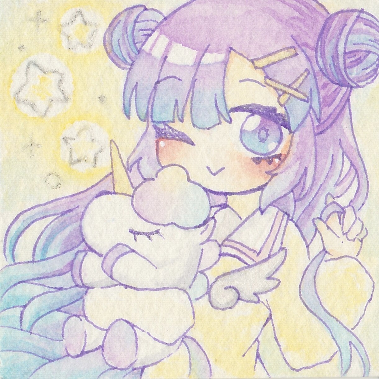 水彩絵の具でミニイラスト描きます 約55mm角のミニ原画を描きます。 イメージ1