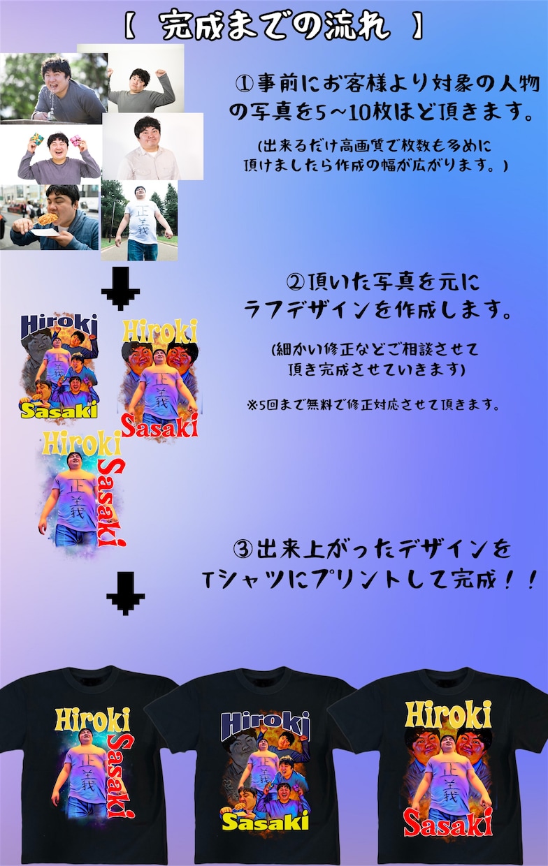 オリジナル ロックTシャツをデザインし作成します 記念日やお祝いなどに♪♪オリジナルのロックTシャツ作成！ イメージ2
