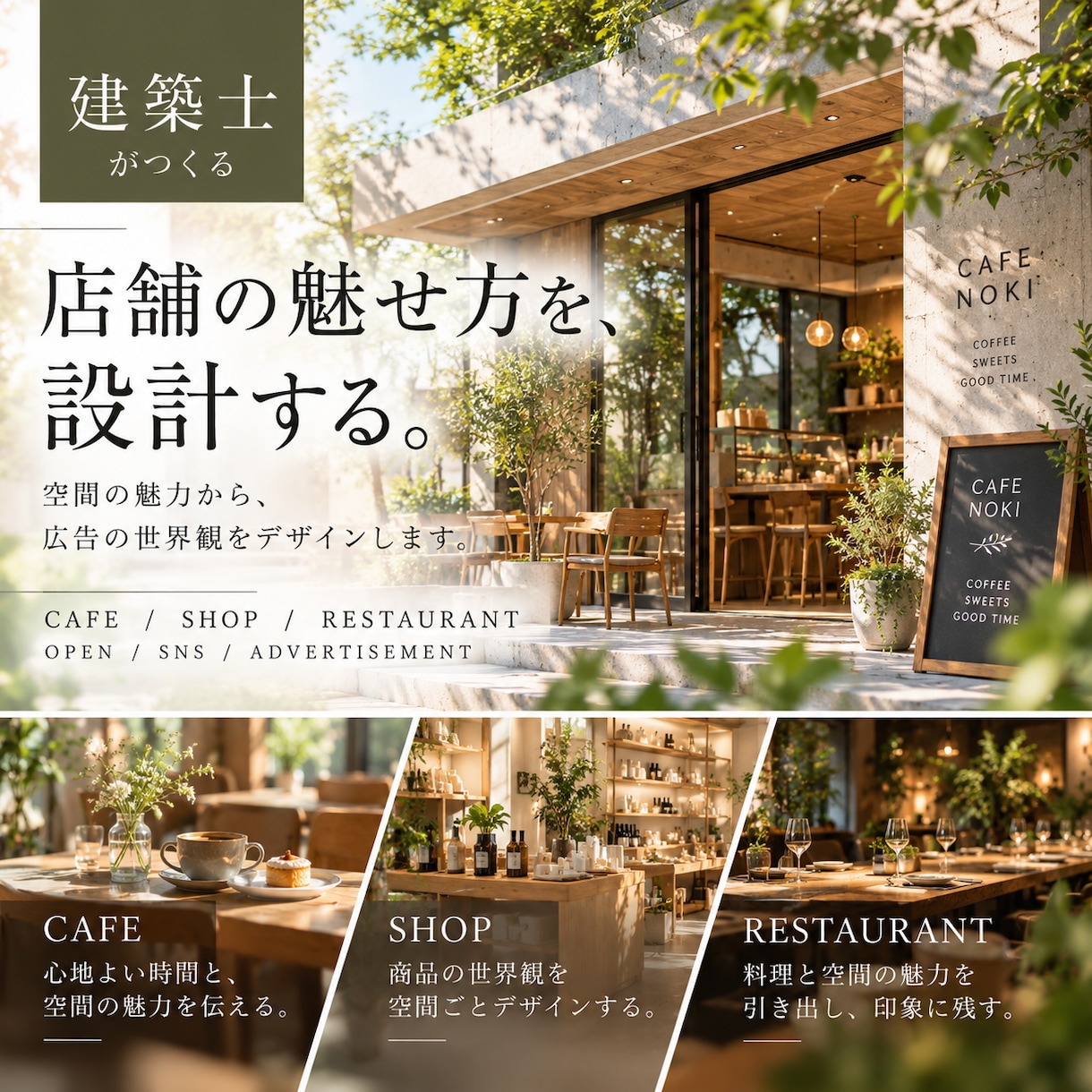 建築士が店舗広告をデザインします 建築の視点で、店舗の魅力を広告にします イメージ1