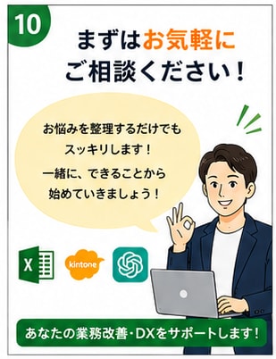 業務改善・DXのお悩みを一緒に整理します Excel・kintone・AIの業務改善相談 イメージ9