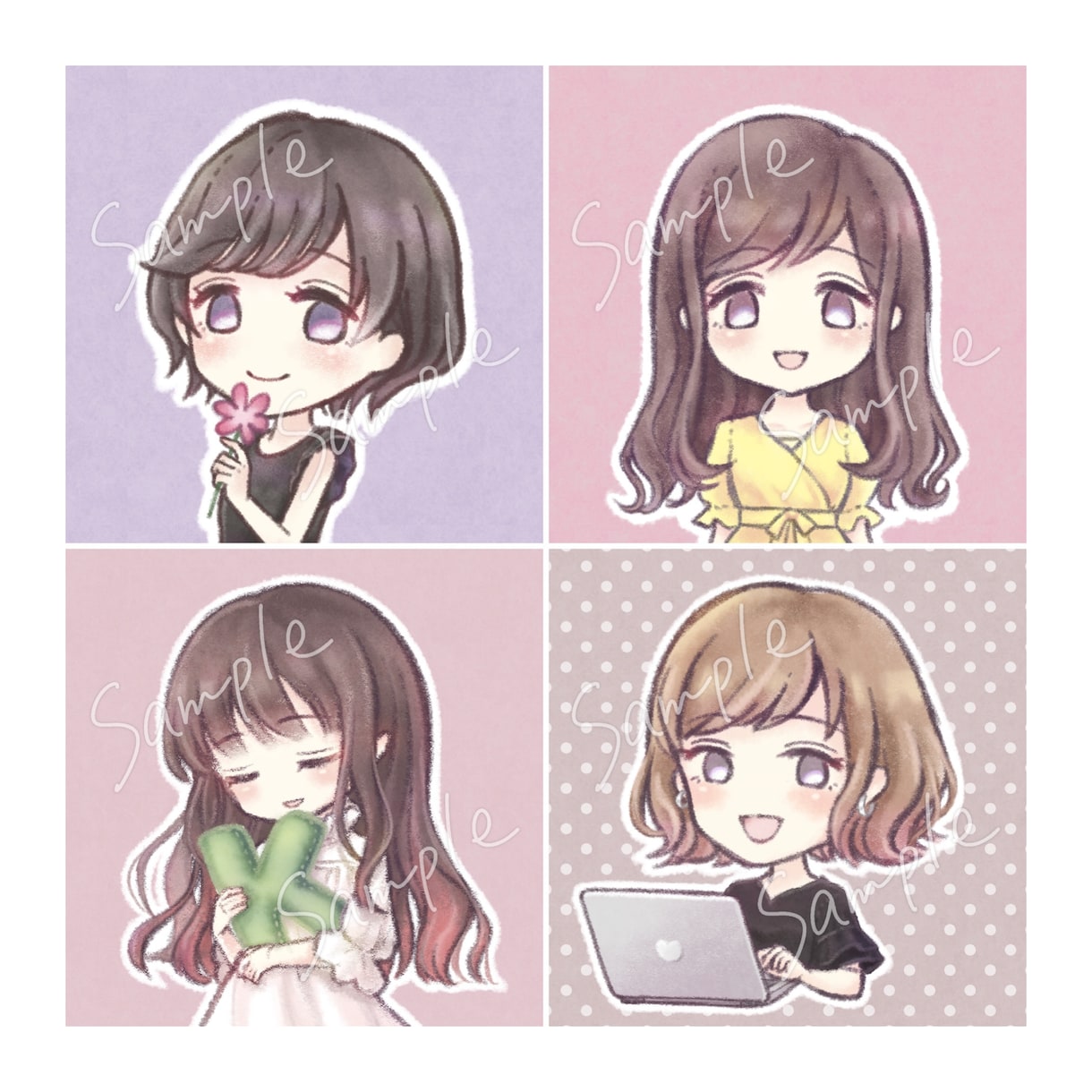 ふわっとやさしい雰囲気のアイコンお描きます 落ち着いた色味なので大人かわいい印象になります♪ イメージ2