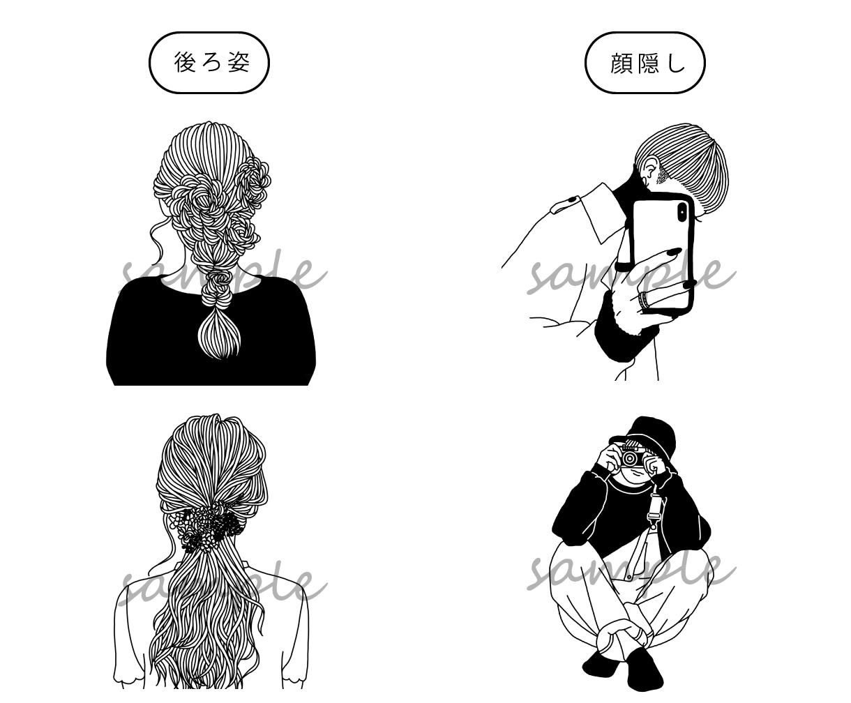 商用OK！シンプルおしゃれな線画アイコンを描きます 髪の流れを一本一本丁寧に描き込みます◎オプションで色追加OK イメージ6