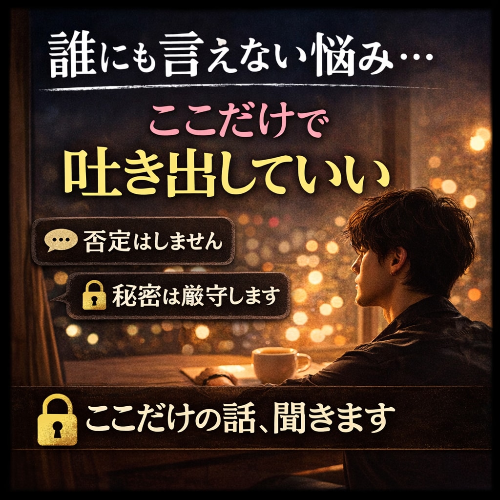 誰にも言えない話、吐き出せる場所になります 強がらなくていい場所、ここにあります イメージ1