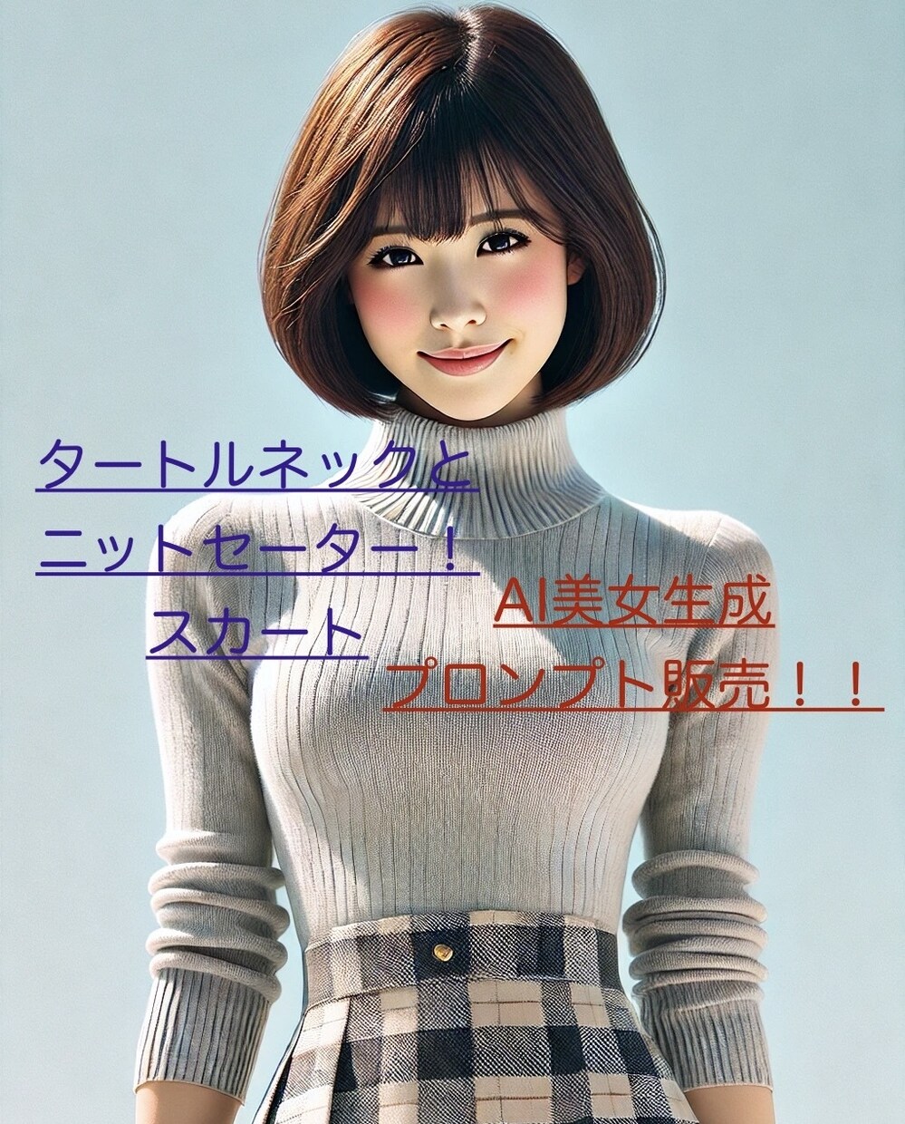 AI美女（タートルネック）画像プロンプト販売します DALL-E使用！生成！タートルネック好きにはたまらない！ イメージ1