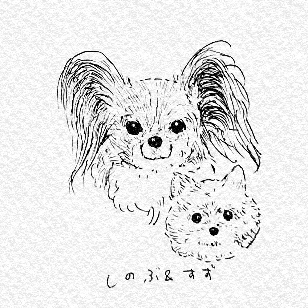 お写真からワンちゃんのモノクロ似顔絵描きます お二人までお値段そのまま！データのみのお渡しなので早い！ イメージ3