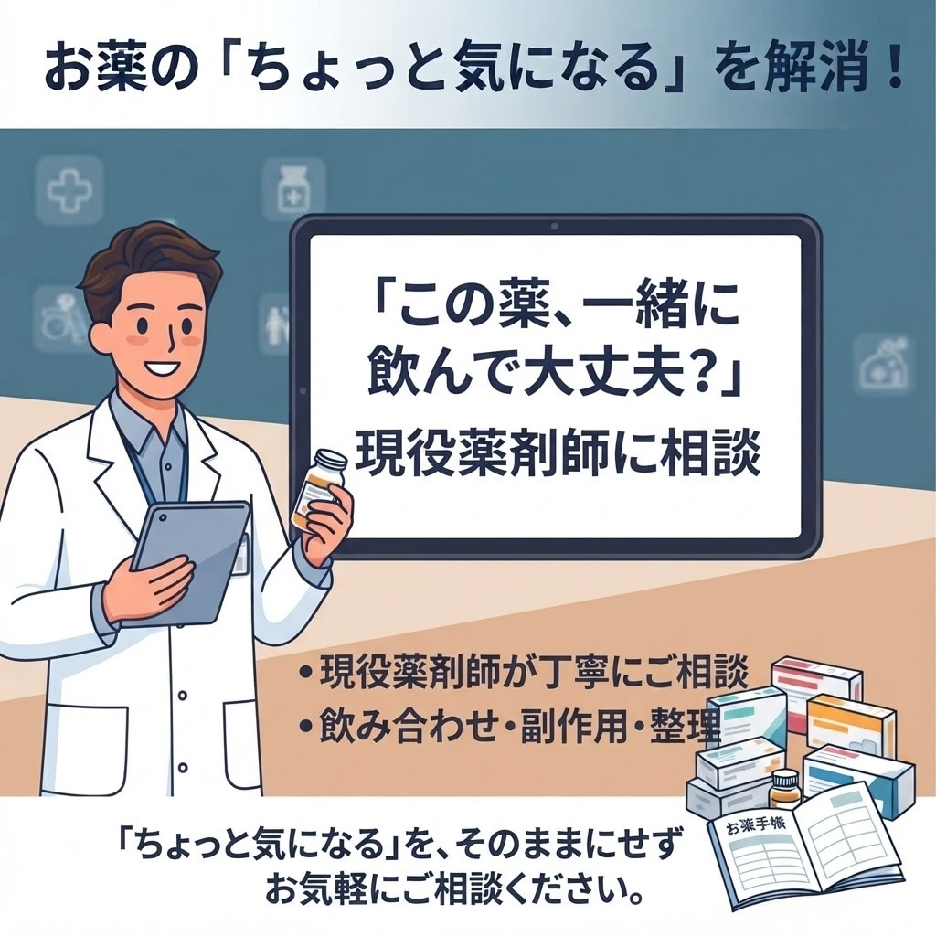 お薬相談お受けします 調剤薬局で聞けない、医師には相談しにくい、などを解決！ イメージ1