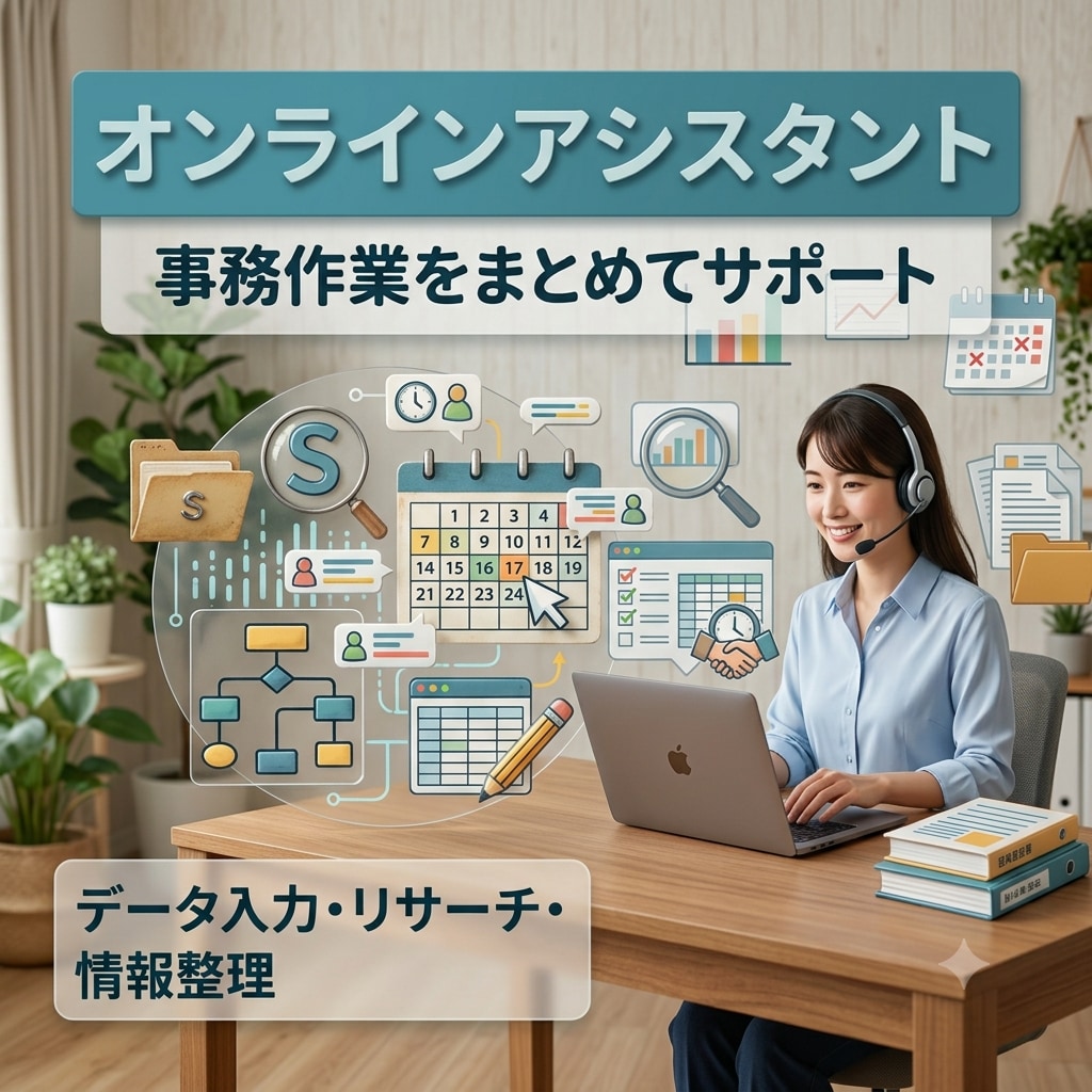 オンラインアシスタントとして事務作業を代行します 「ちょっと誰かに頼みたい」作業をオンラインでお手伝いします！ イメージ1
