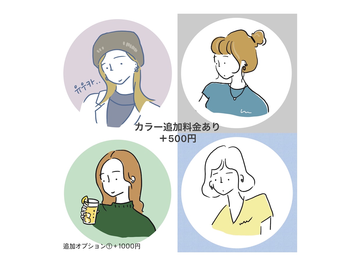 アイコンなどに！おしゃれな線画イラストを制作します あなただけのオリジナルイラストをアイコンに！韓国語ネームも イメージ5