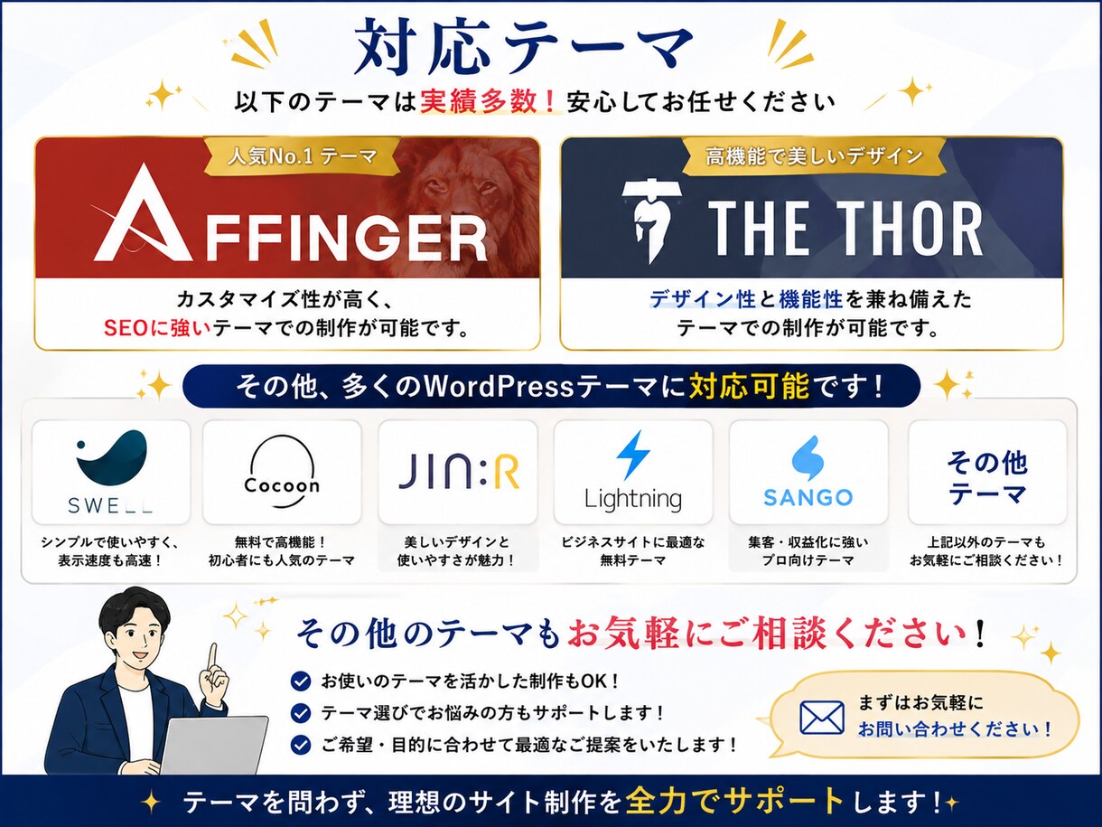 AFFINGERでWEBサイトを制作します WordPressでホームページ作成！制作のサポートします イメージ6