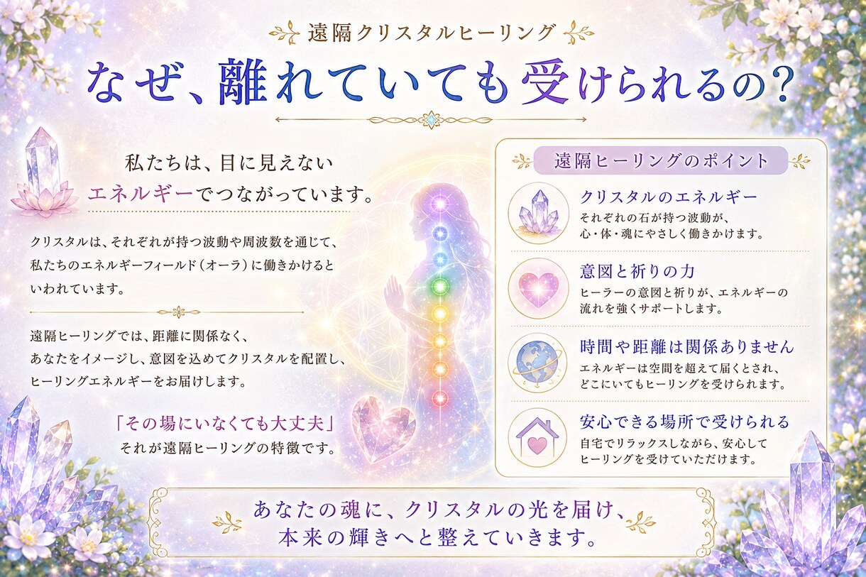 クリスタルの光で心と体を整えます 7日間、クリスタルの光に包まれて本来のあなたへ還るひとときを イメージ4