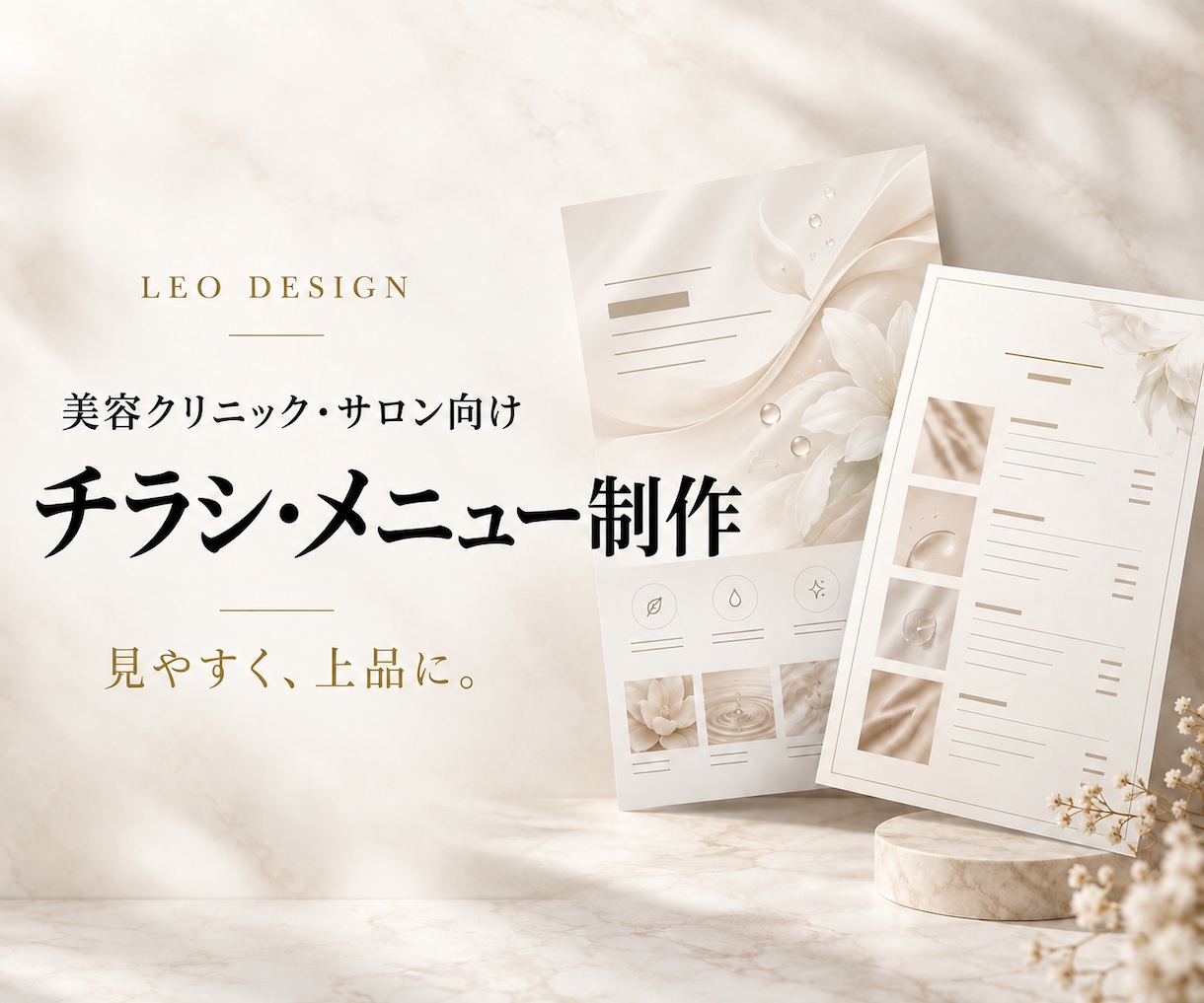 美容クリニック・サロンのチラシを制作します 美容業界の経験を活かし上品で見やすく仕上げます イメージ1