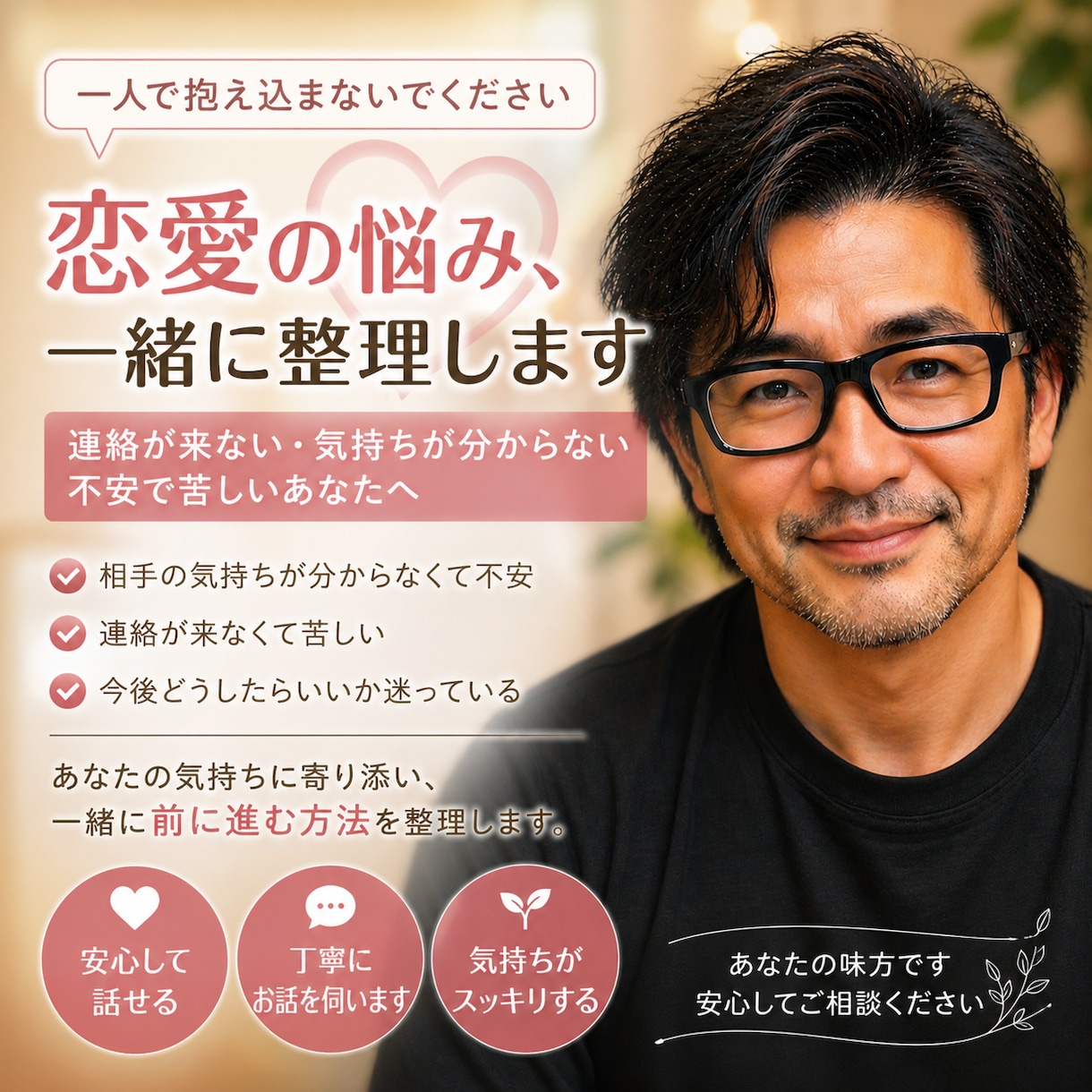 連絡がつかなくて苦しい方、整理します 相手の気持ちが分からず不安な状態を整理します イメージ1