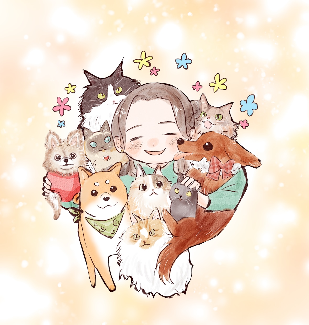 ほっこり似顔絵描きます 人物、猫、鳥、犬、ハムスターの似顔絵 イメージ1