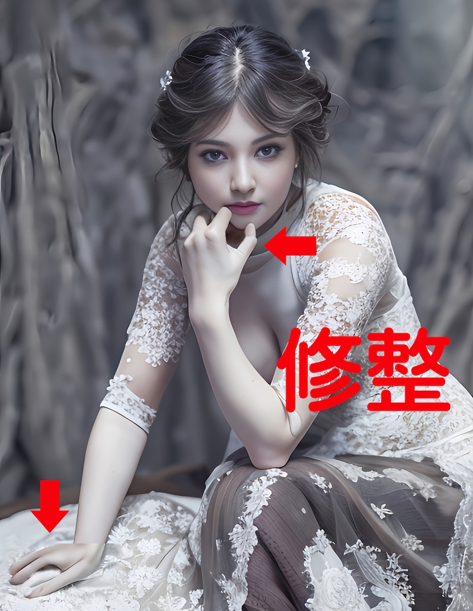 AI破綻写真の修整します AI画像生成で完成した写真。これ【破綻】してる！ イメージ3