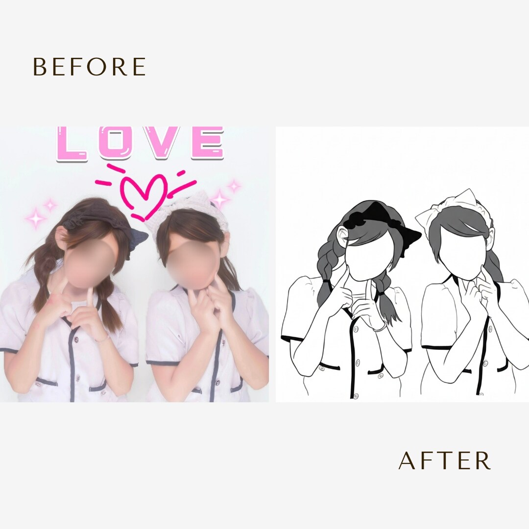 お写真からオシャレなニュアンス線画アイコン描きます 〜お顔出しNGの方に◎シンプルで大人可愛い手描き風アイコン〜 イメージ2