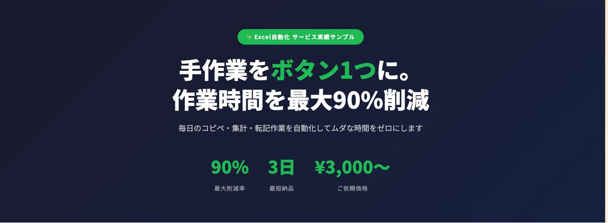 Excelの面倒な作業をボタン1つで自動化ます マクロ・関数・集計表なんでも対応します イメージ1
