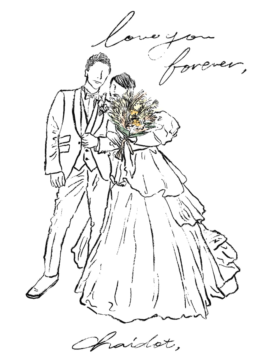海外風ウェディングイラストを描きます あなたのお気に入りの一枚を使ってウェディングアイテム作成！ イメージ4