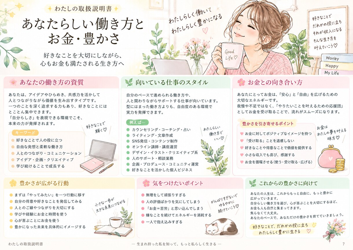 世界にひとつだけのわたしの取説(10P)を作ります ～本当の私を知って、もっと私らしい人生へ～ イメージ3