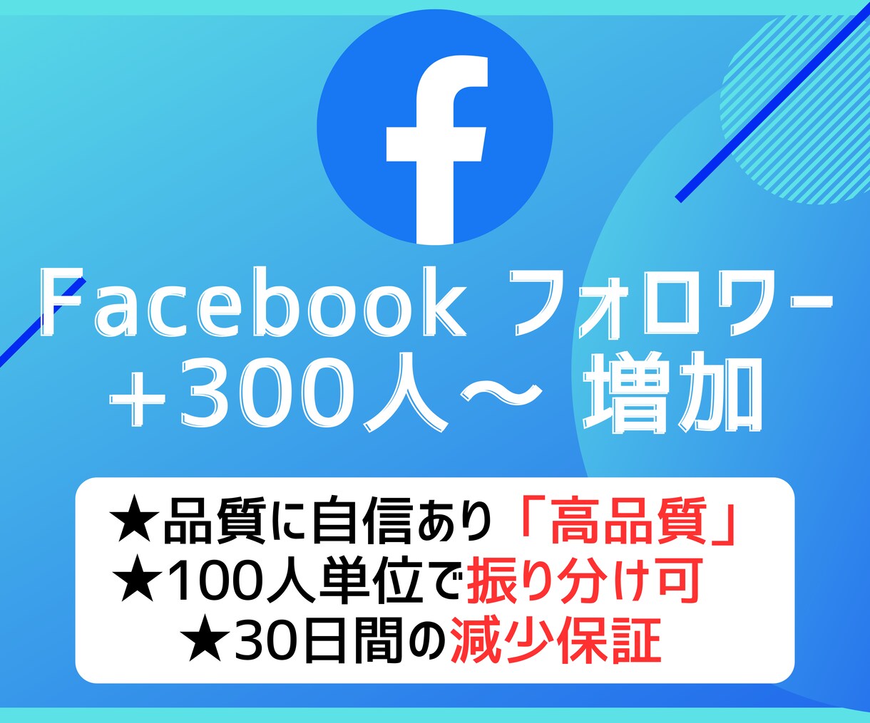 Facebook フォロワー 300人～増やします 高品質フォロワー宣伝｜減少保証｜オプションでいいね増加！ イメージ1